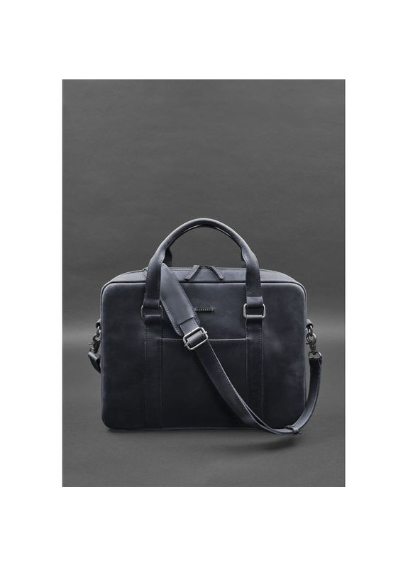 Сумка мужская кожаная через плечо для ноутбука и документов синяя Crazy horse BlankNote (302008078)