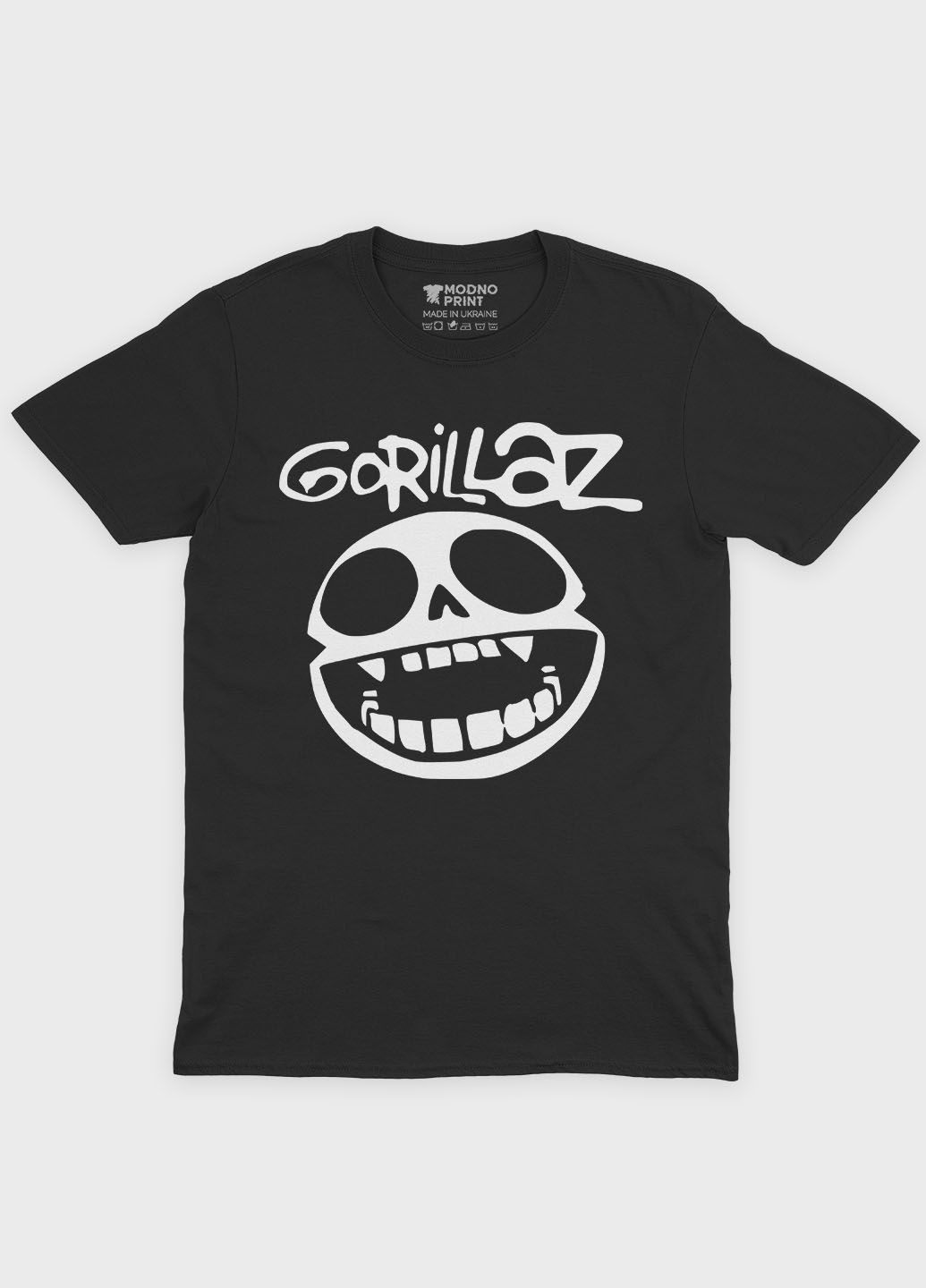Черная мужская футболка с рок-принтом "gorillaz" (ts001-004-2-611-f-bl-m) Modno