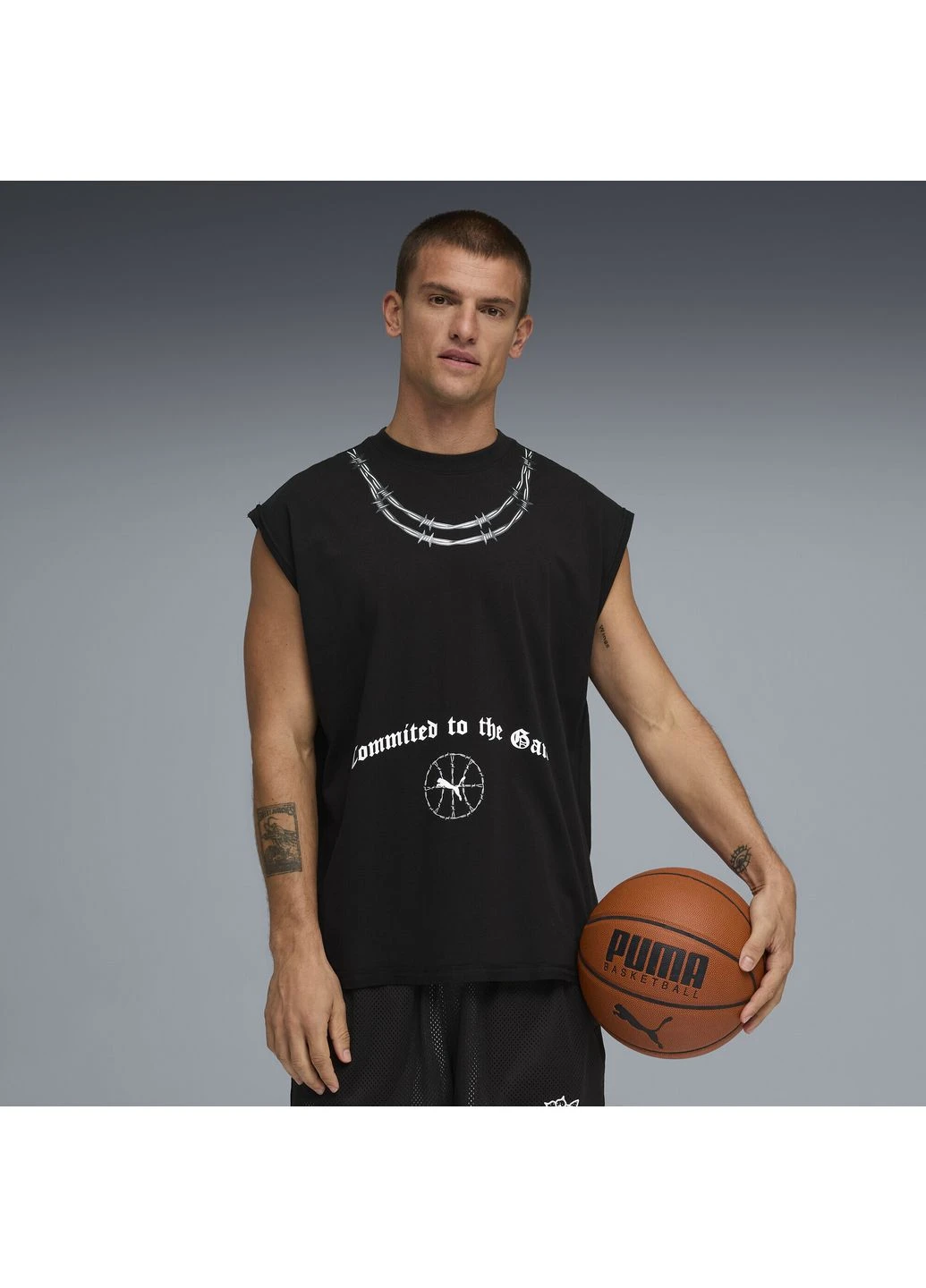 Чорна футболка swish n ink oversized cut off black 634663-01 Puma