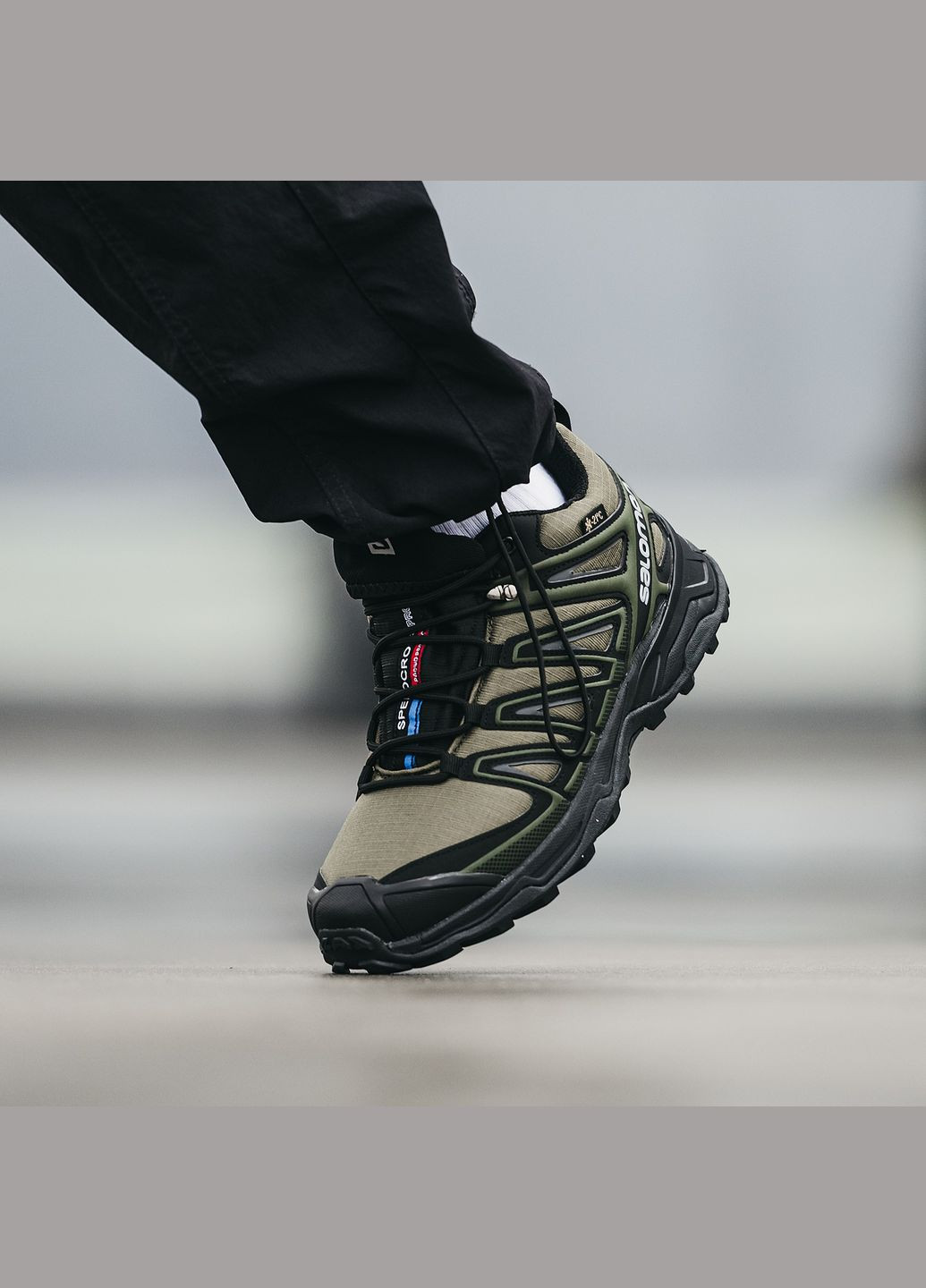 Оливковые (хаки) зимние кроссовки зимние мужские salomon speed cross pro winter khaki fur | саломон спид кросс про хаки с мехом No Brand