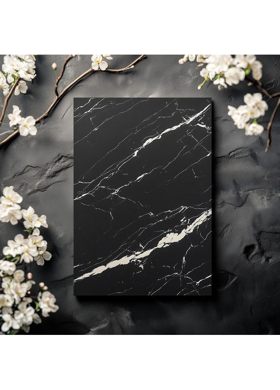 Виниловый фотофон черный мрамор с белыми прожилками, фон для съемки товаров 60x60 см, №552717 PhotoVinyl (355260891)