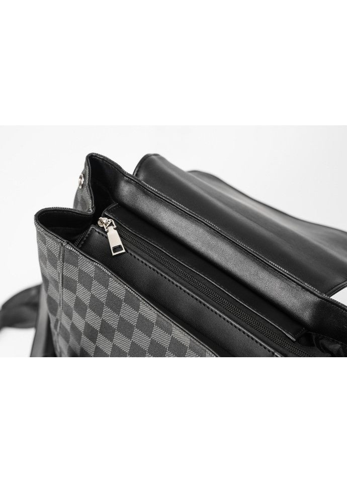 Великий жіночий рюкзак міський сірий клітина екошкіра для жінокний міський рюкзак в клітинку ProDobro (363260074)