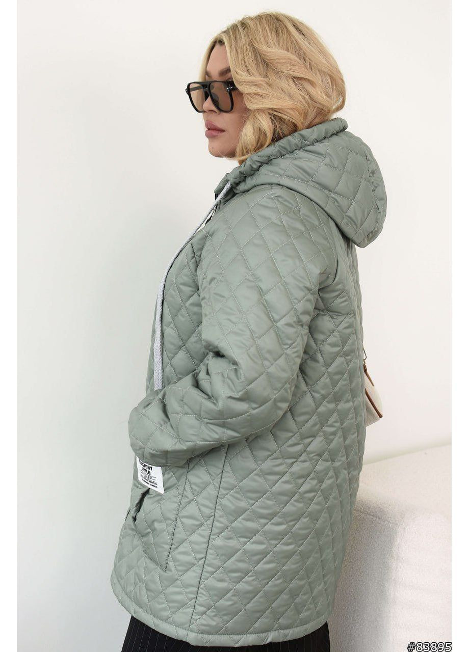 Оливковая зимняя куртка стеганая плащевка вместе с подкладкой, синтепон 100, на молнии прямого кроя Україна
