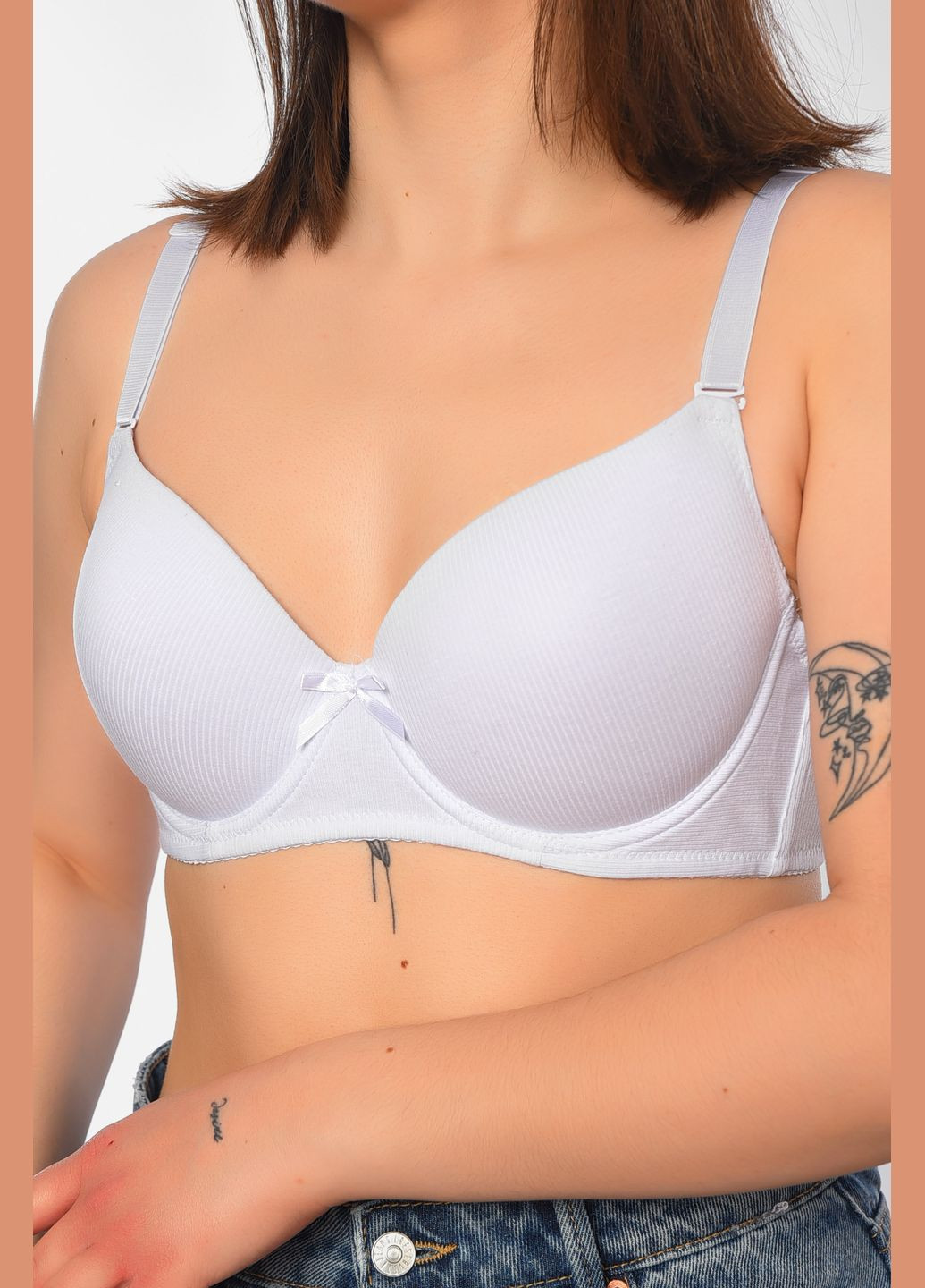 Белый бюстгальтер женский белого цвета чашка d Let's Shop хлопок