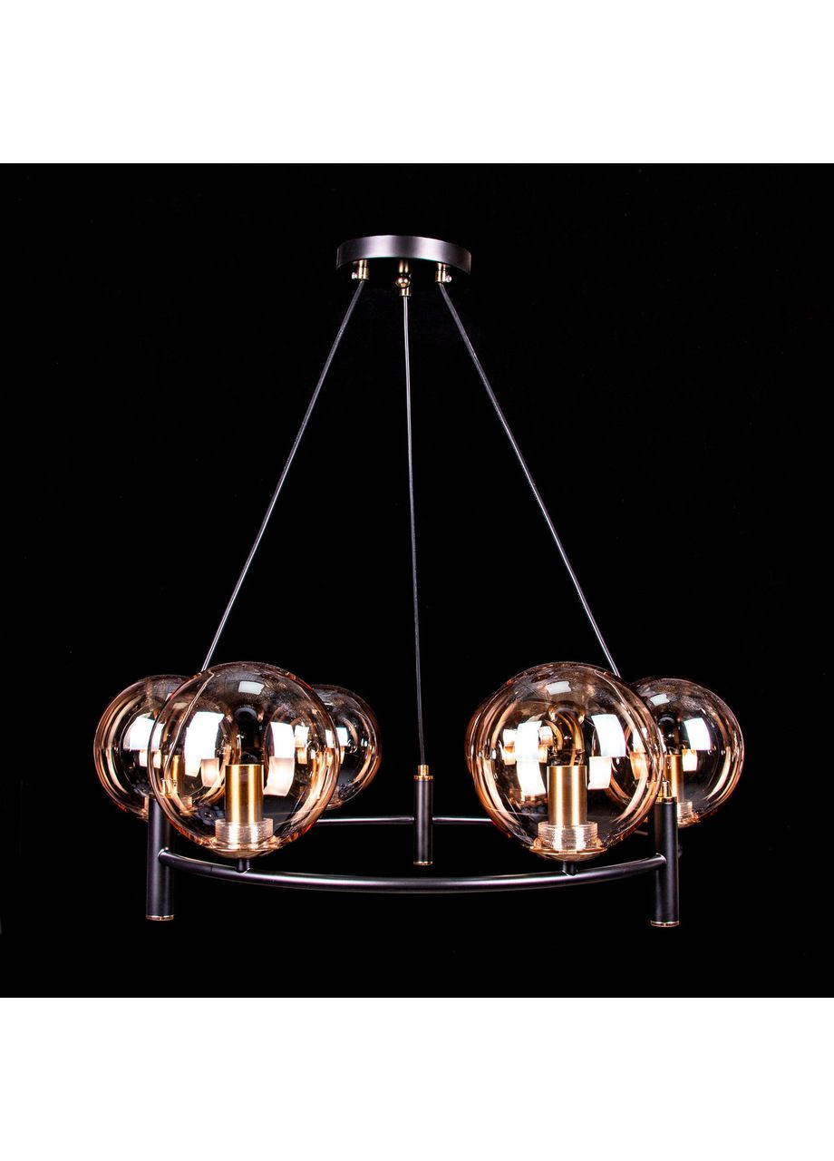 Підвісна люстра в стилі лофт на 6 лампочок 2880/6 BK/BK+copper No Brand (352230053)