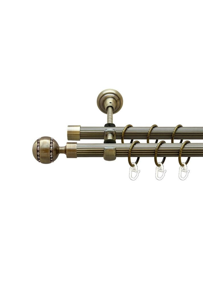 Карниз Аркадия металлический двухрядный открытая рифленая труба Антик 19\19 мм 160 см (00-00022053) ORVIT (300690812)