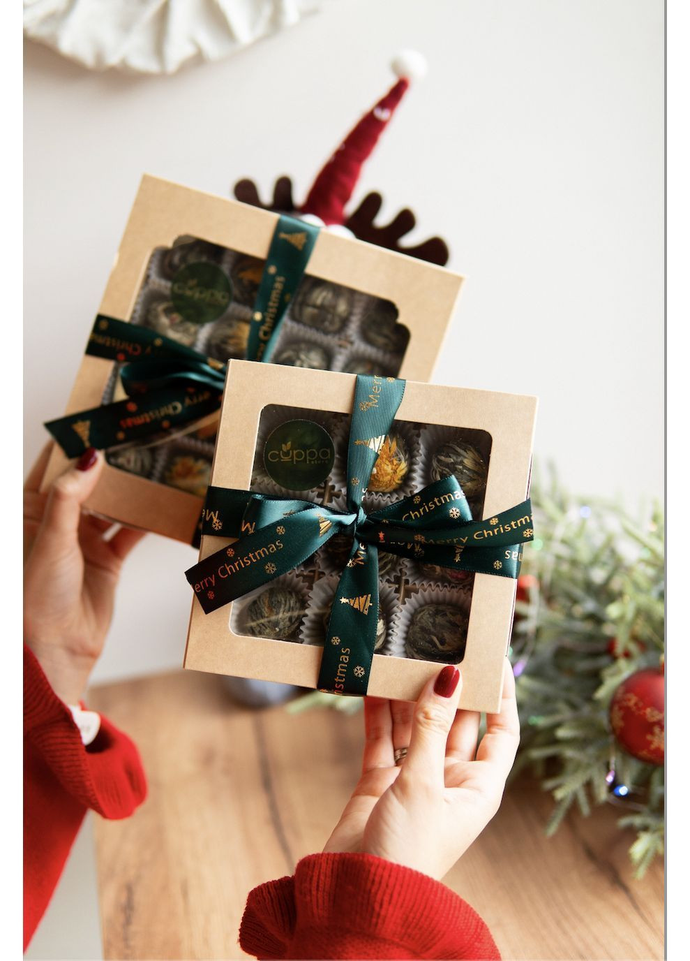 Святковий набір в’язаного чаю “Новорічний” на 16 чайних квіток 4х4 () Cuppa (370598458)