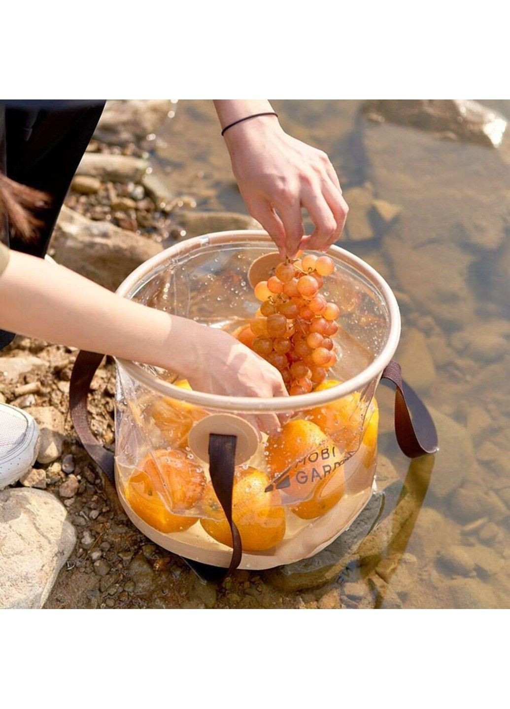 Ведро складное прозрачное Bucket 10л NX23690001 sand Mobi Garden (370666442)