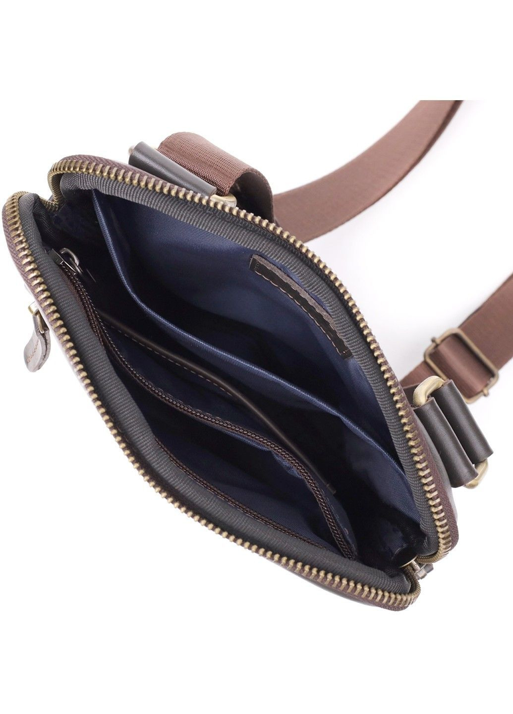 Елегантна чоловіча сумка з гладкої натуральної шкіри 23150 Коричневий Shvigel (362971715)