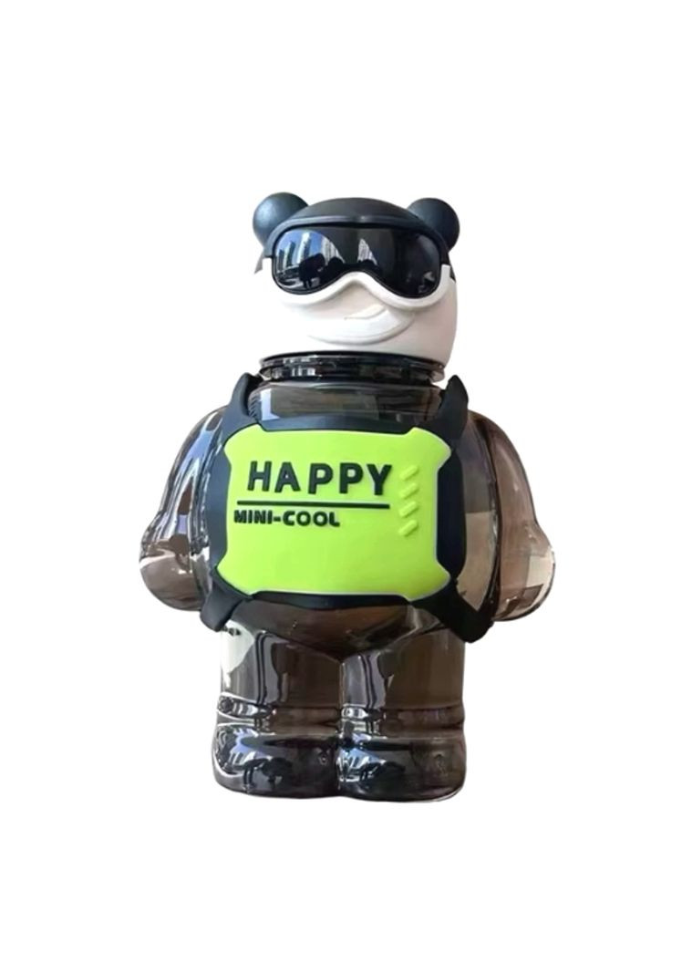 Пляшка пластикова з трубочкою у формі ведмедика з довгим ремінцем для води чорний 800 мл No Brand 3599 (314497227)