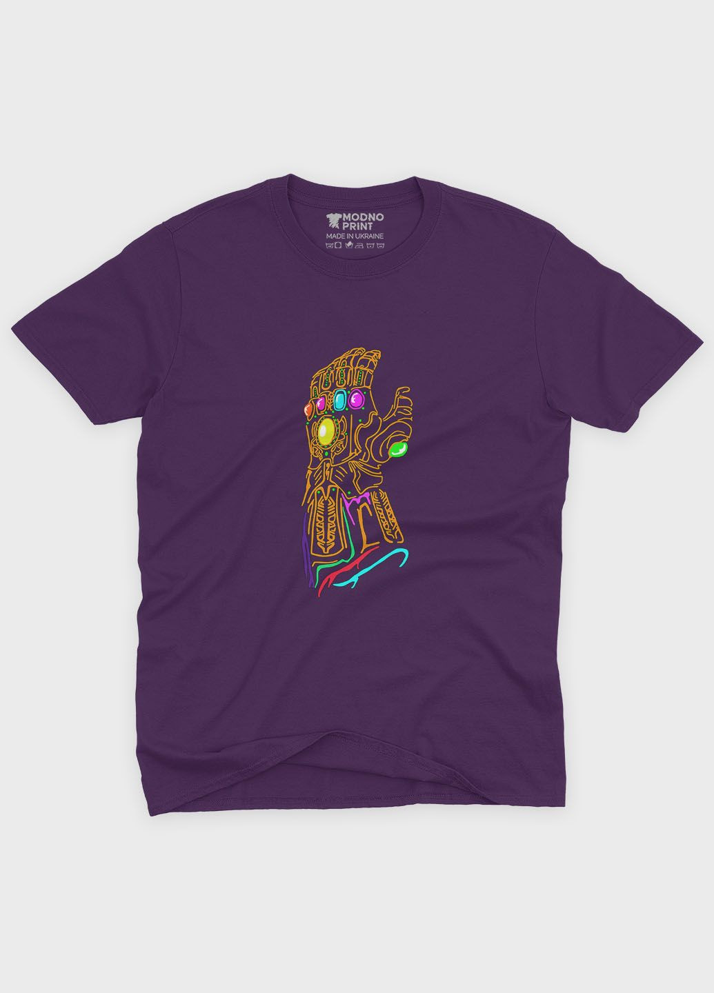 Фиолетовая демисезонная футболка для мальчика с принтом супезлоды - танос (ts001-1-dby-006-019-014-b) Modno