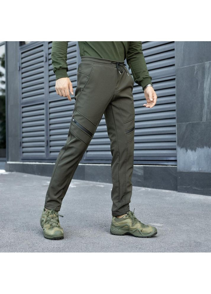 Армійські зимові штани на флісі Карго хакі No Brand (356509135)