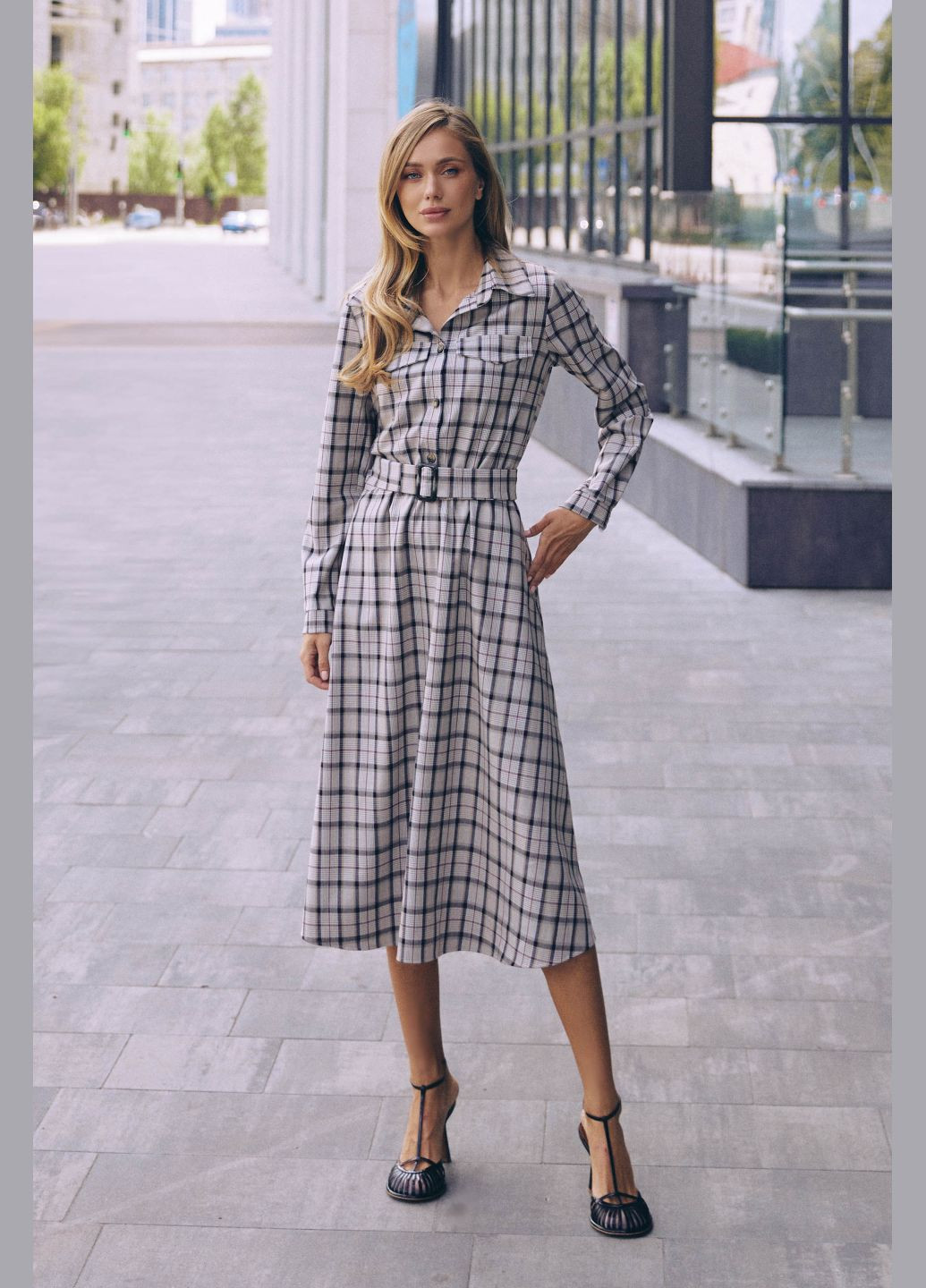 Серое повседневный платье ST-Seventeen однотонное