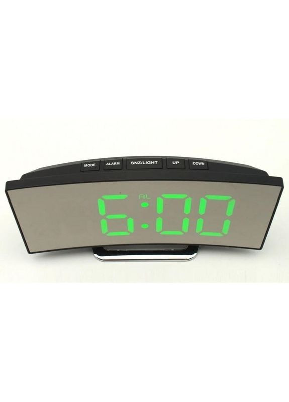 Электронные настольные часы зеркальные с зеленой подсветкой 6507 Черный DT (306716748)