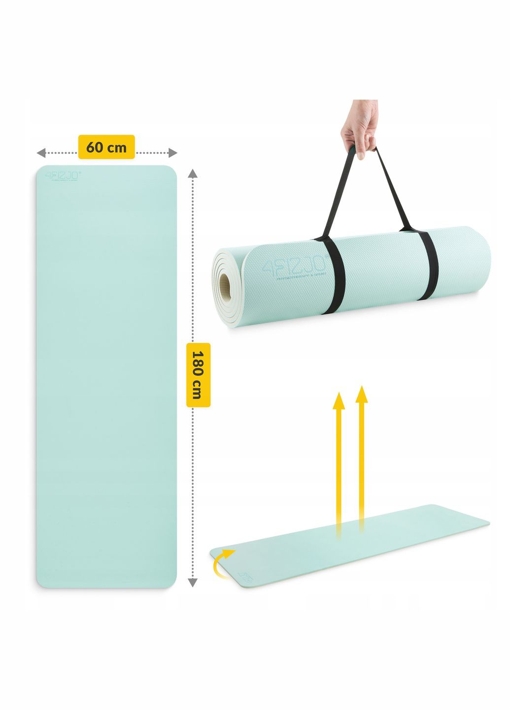 Коврик (мат) спортивный TPE 180 x 60 x 1 см для йоги и фитнеса Mint/Grey () 4FIZJO P-5907739311917 (342758150)