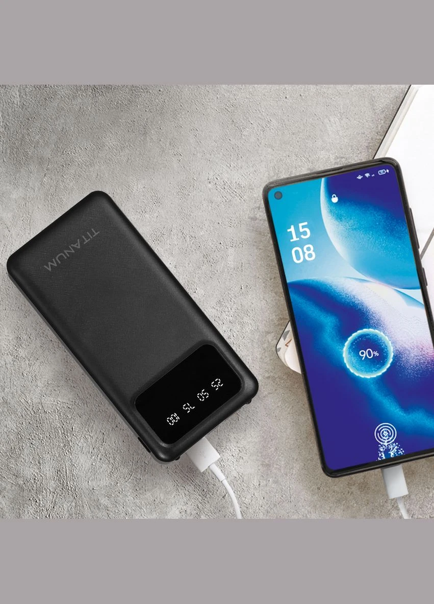 Повербанк 20000mAh OL22 Black с фонариком (TPBOL22-B) Titanum (282313093)