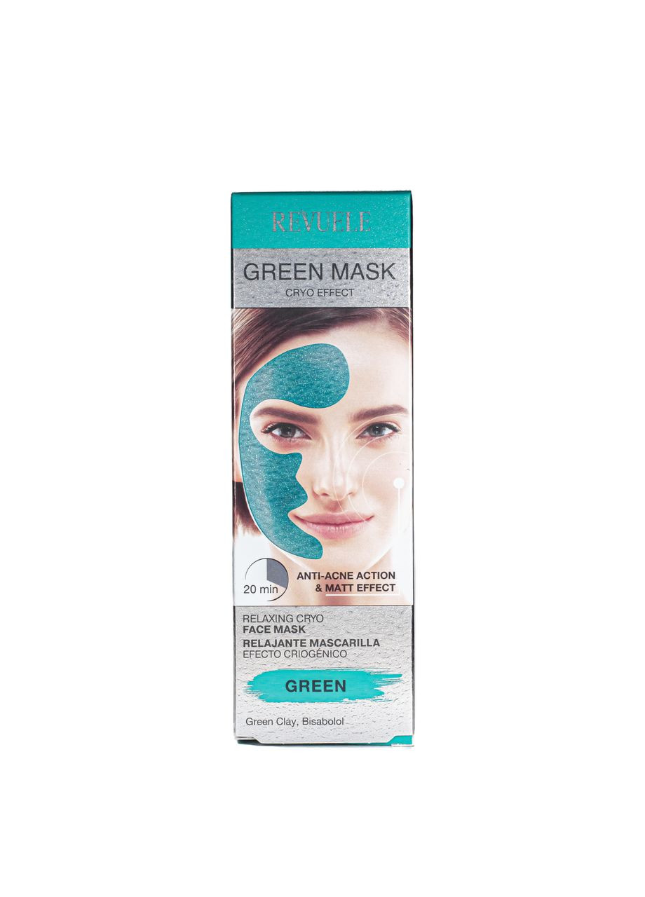 Маска для лица от акне AntiAcne Green Face Mask Cryo Effect 80 мл REVUELE (302728038)