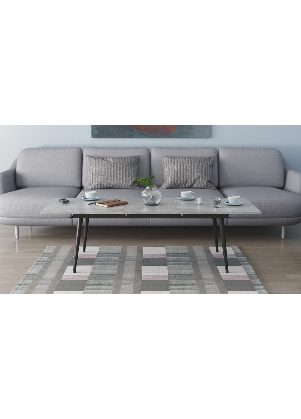 Стіл трансформер журнальний Dandi Small 45x120 160)x70 метал ДСП Бетон 16 мм (FRD-106793) Ferrum-decor (365445137)