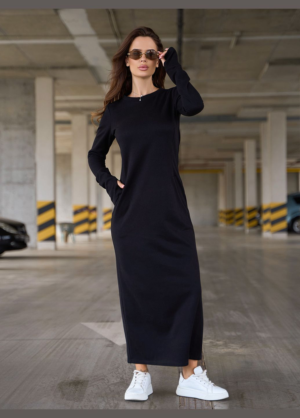 Чорна повсякденний сукні силуетна ISSA PLUS однотонна