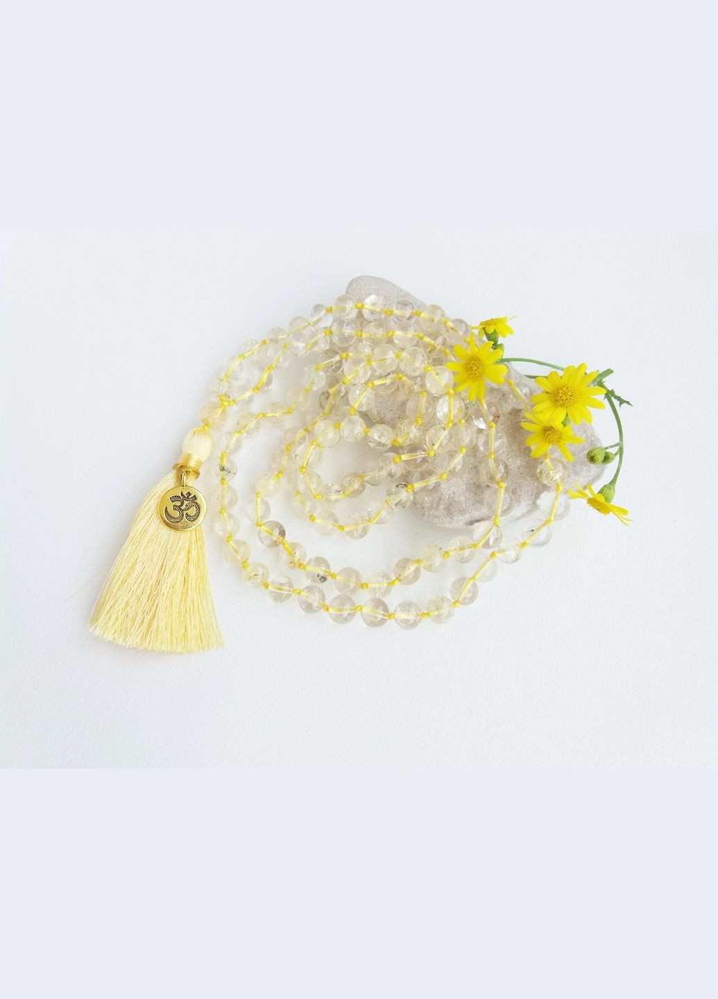 Чотки з Цитрина 108 намистин d 8мм з вузлами No Brand (331293577)