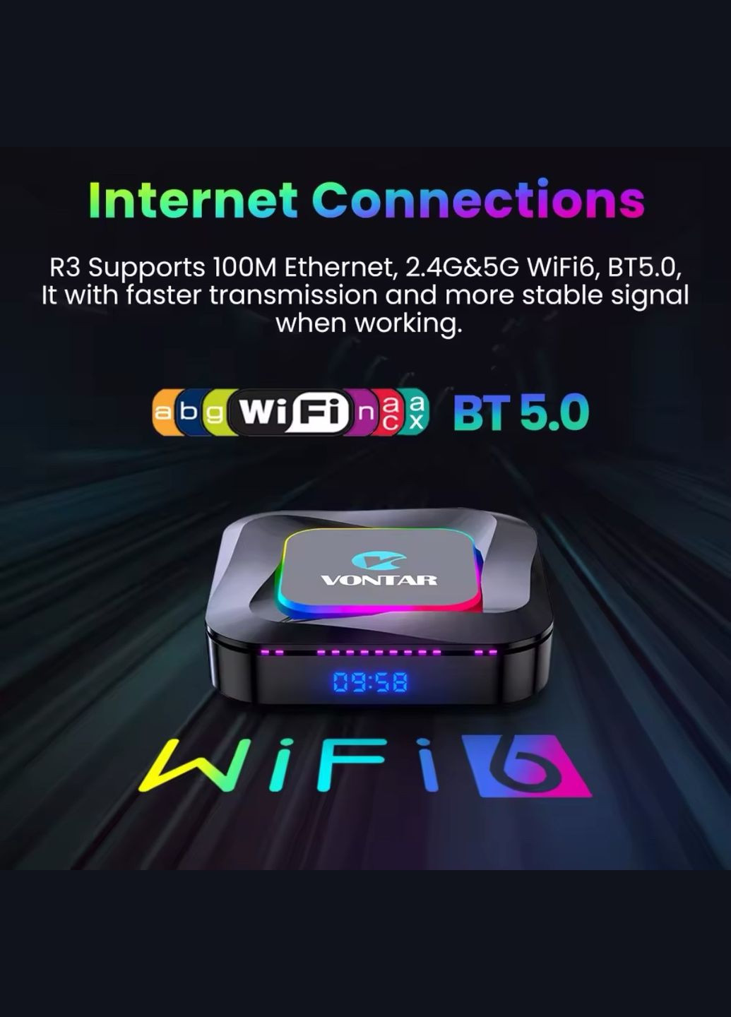 Смарт ТВ приставка R3 4/64 Гб – настроена. Smart TV Box Android 13 RK3528 подсветка RGB Vontar (364203456)