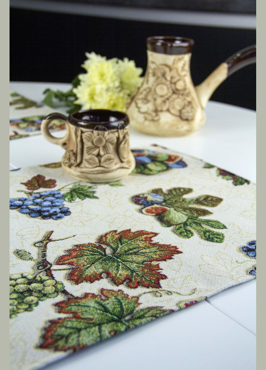 Салфеткаподкладка под тарелку гобеленовая цветочная Виноградная лоза набор из 2 салфеток Maystat (305390216)