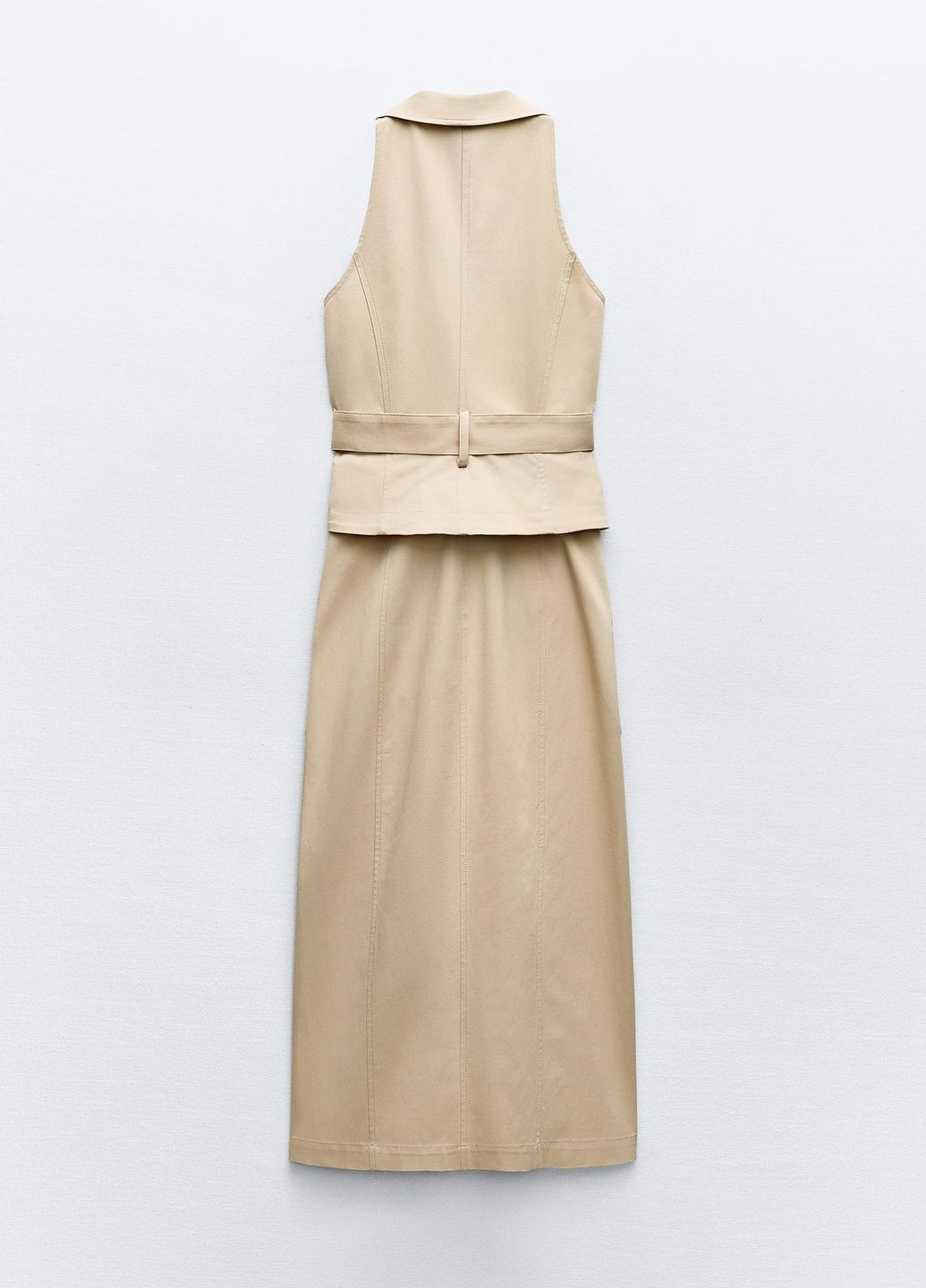 Светло-бежевое деловое платье Zara однотонное