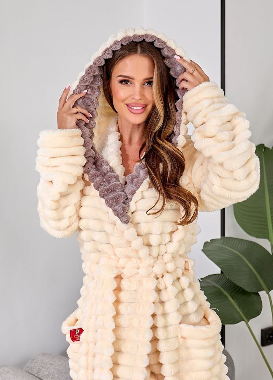 Теплый женский халат в пол с капюшоном и сапожками Selim-tekstil (371897436)