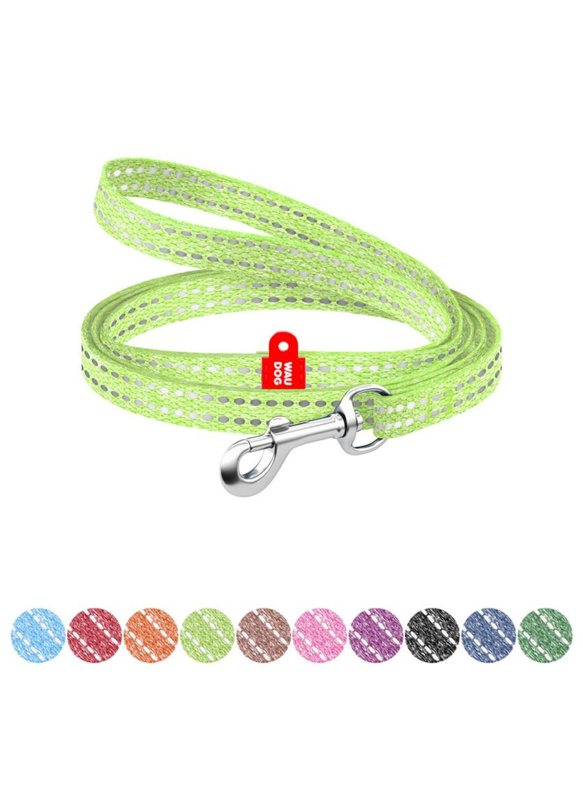 Повідець для котів та дрібних порід собак Re-cotton світловідбиваючий, XS, Ш 10 мм, Д 200 см салатовий WAUDOG (322642141)