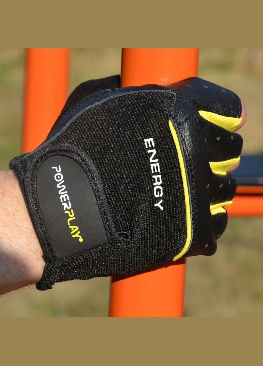 Рукавички для фітнесу 9058 Energy чорно-жовті (A-012478) PowerPlay (308859831)