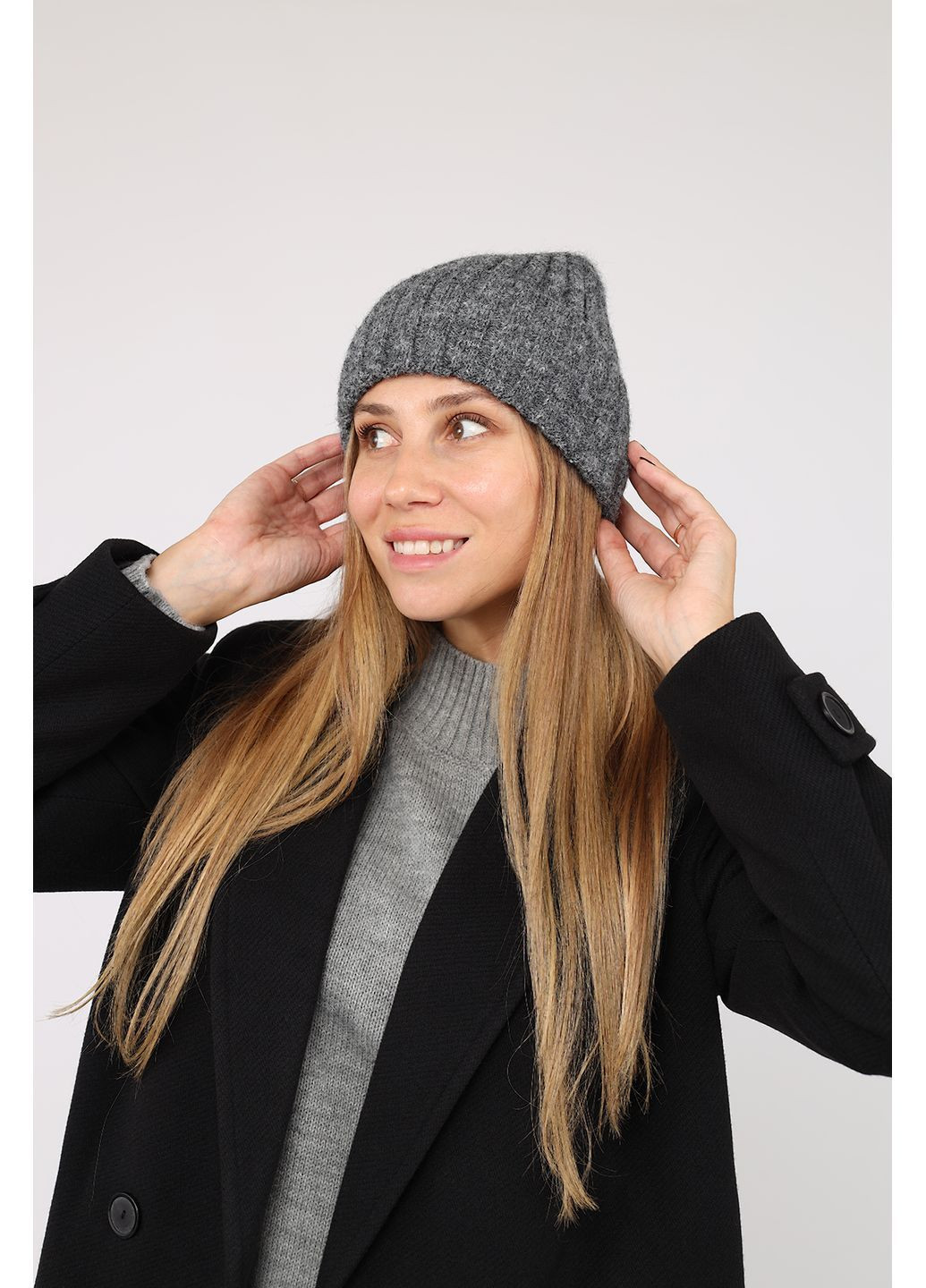 Шапка жіноча колір сірий ЦБ-00280597 Yuki (362895782)