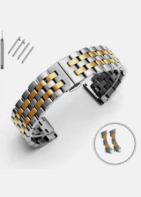 Браслет для годинників. Ш.18, 19, 20, 21, 22 мм. Полумісяц та пряма основа. Колір: глянц No Brand (370101811)