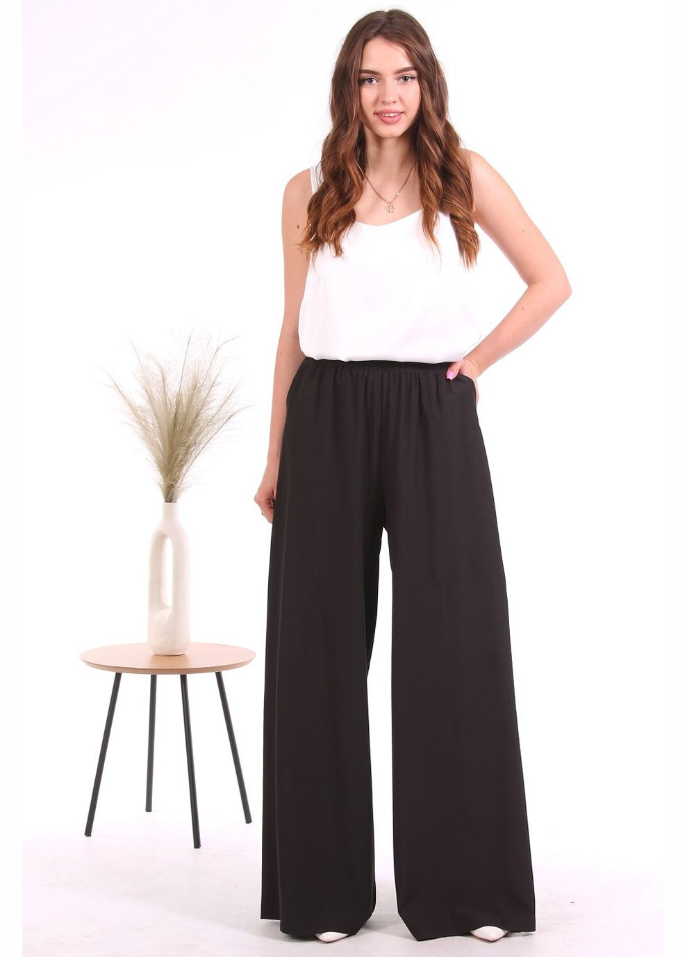 Штани палацо жіночі 021 жатка чорні Актуаль (335007140)