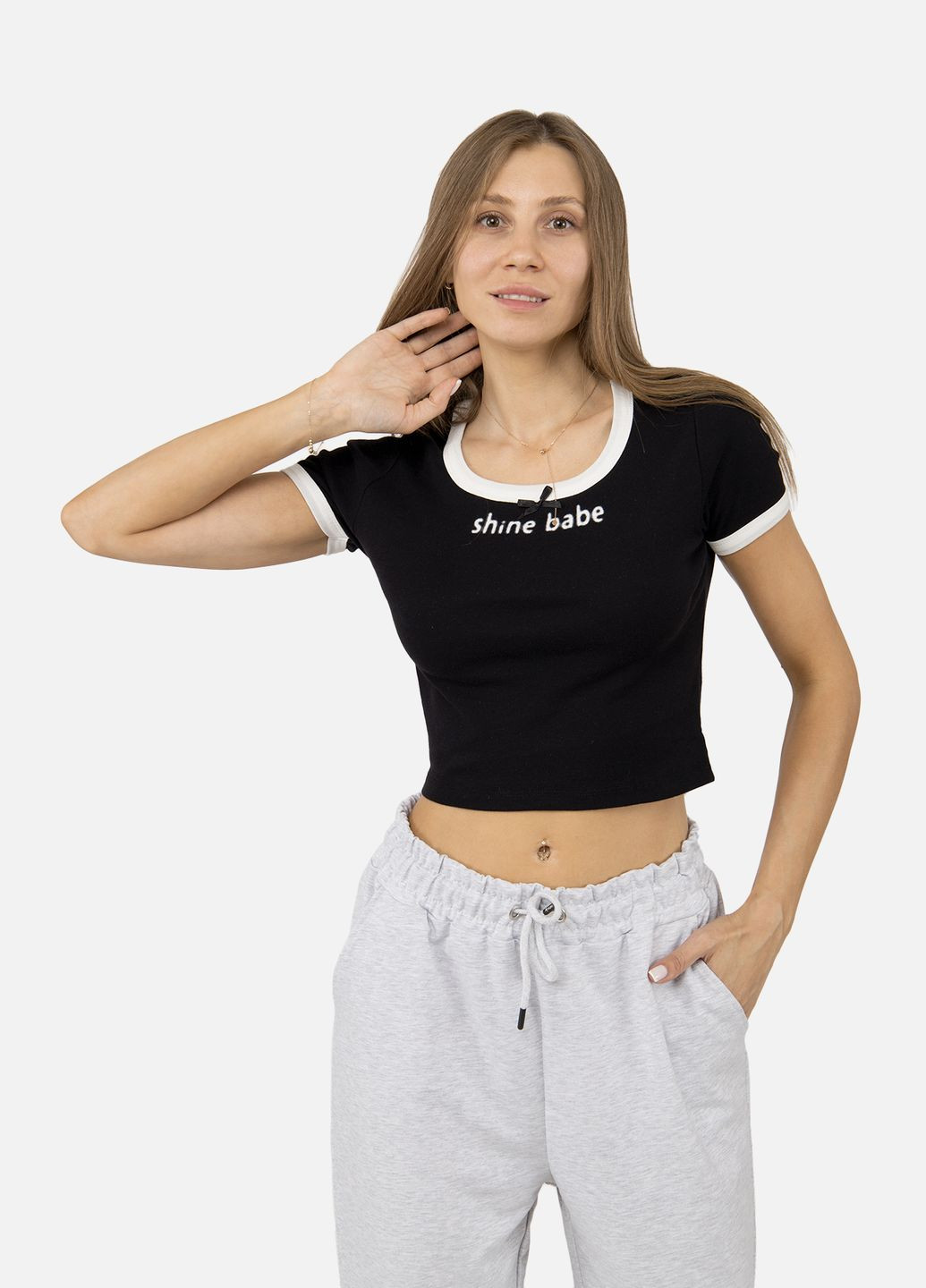 Жіноча футболка з коротким рукавом колір чорний ЦБ-00255016 Divon - (307362507)