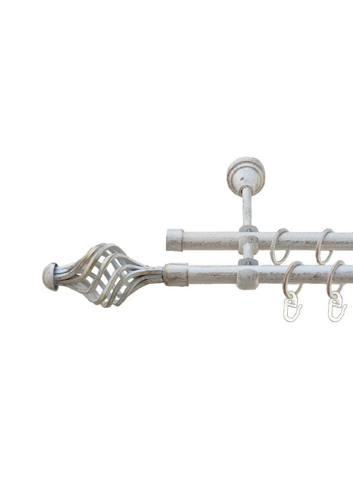 Карниз Арезо металевий дворядний відкритий гладка труба Біле Золото 16\16 мм 200 см (5484071) ORVIT (300799855)