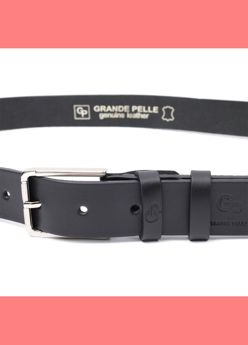 Чоловічий ремінь шкіряний брючний класичний 11676 Чорний Grande Pelle (303139194)