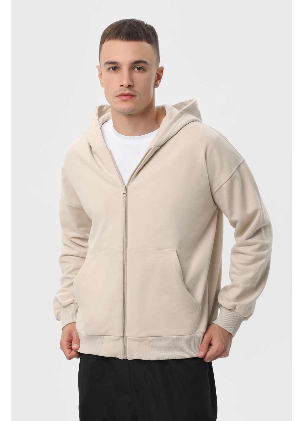 Набір чоловічий худі базове 2шт комбінований Бежевий/Темно-синій RAY PREMIUM LOOSE (363186028)