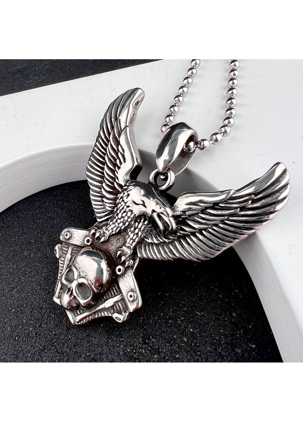 Готичний панк кулон череп орел з медичної сталі PS-116 No Brand (299340198)
