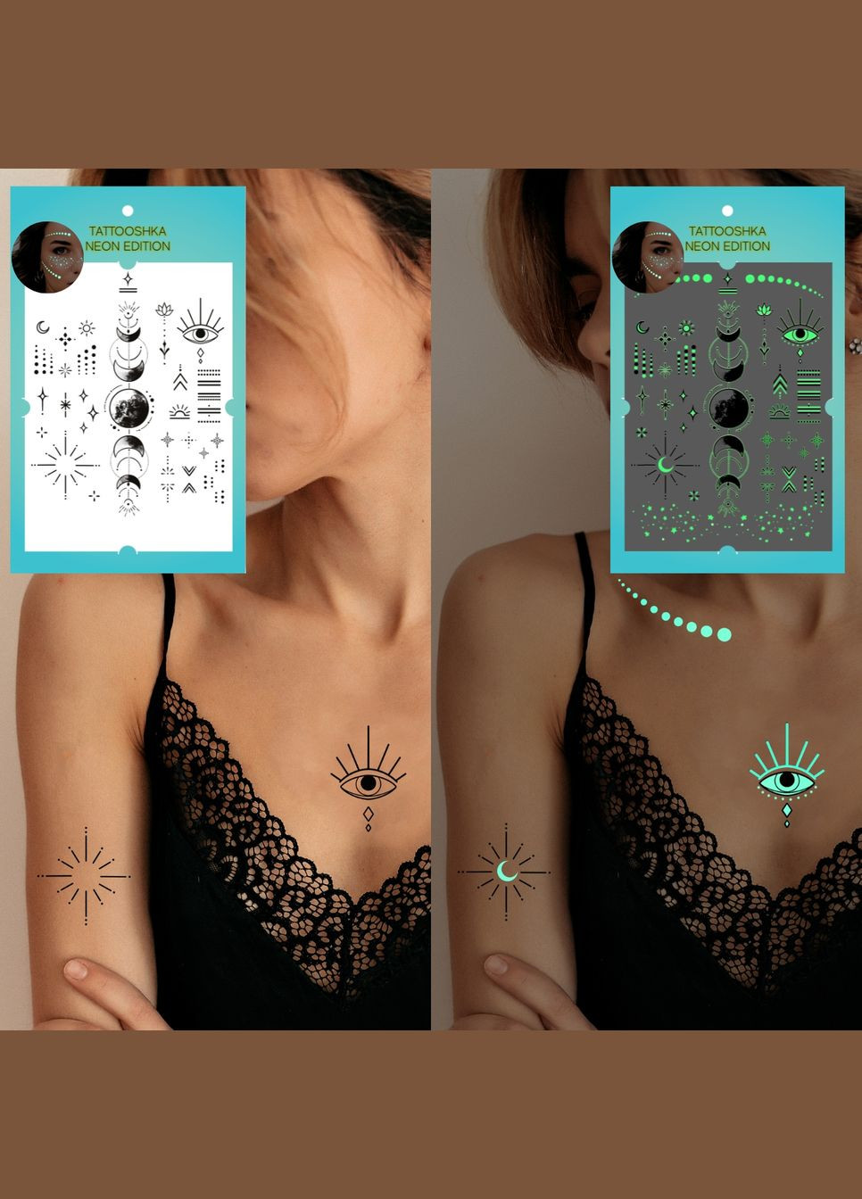 Набір тимчасових водостійких неонових тату "NIGHT SHOW" Tattooshka (314963962)