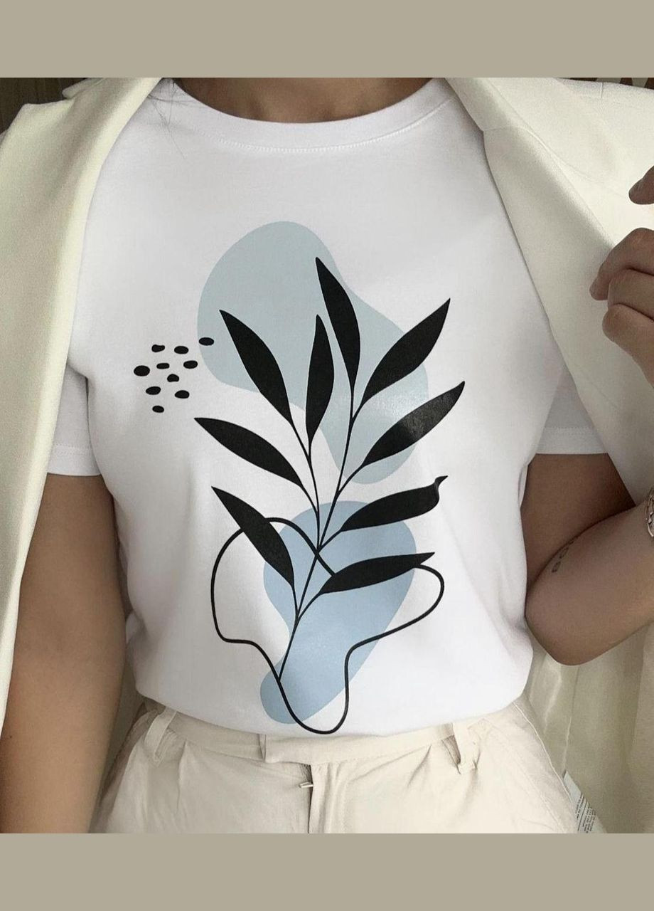 Футболка жіноча з принтом 48 Біла 2664085882 No Brand - (342398251)