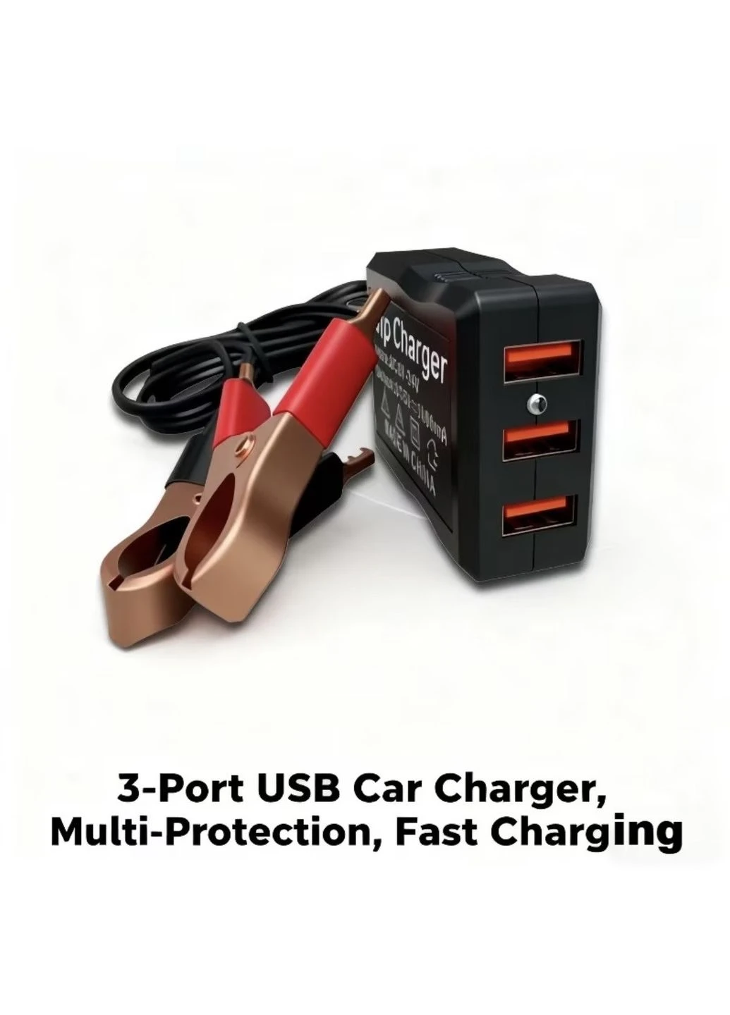 Адаптер живлення 12V/24V на 5V з 3 USB-портами та затискачами для акумулятора для аварійної зарядки телефонів No Brand (378600780)