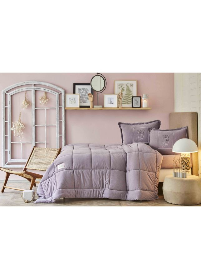 Набор постельного белья с одеялом Toffee lila лиловый полуторный Karaca Home (285778524)