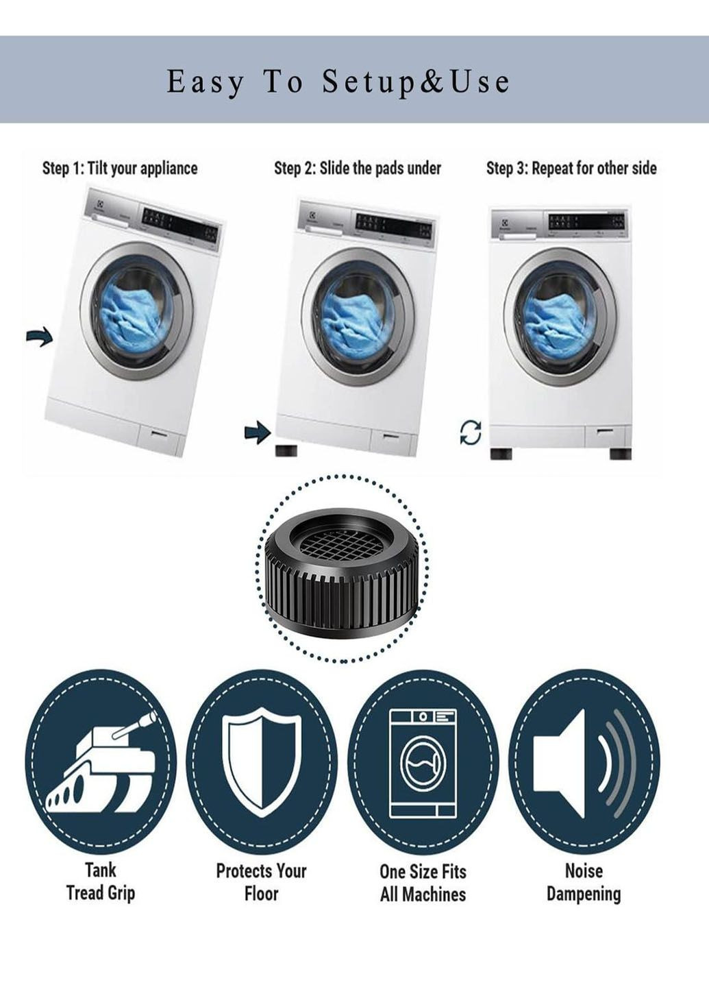 Підставки антивібраційні NEW для пральної машини та меблів 4 шт 7,3 см * 3.3 см Good Idea (290049477)