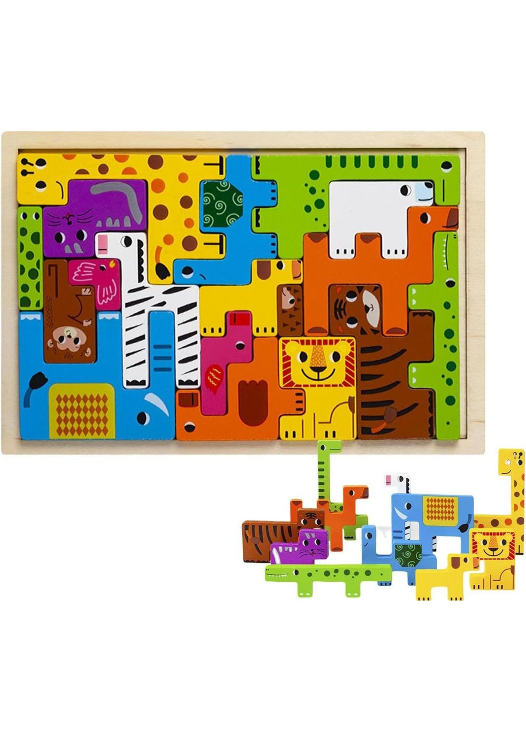 Деревянные пазлы Монтессори Safari. No Brand (365720900)