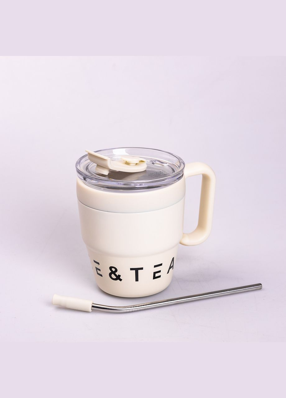 Термочашка Coffee & Tea з трубочкою бежева HP-14-23BE Yiwu (308038570)