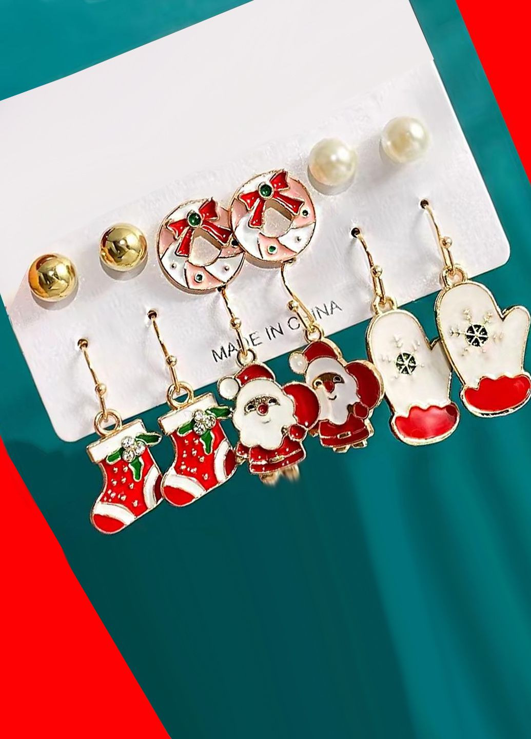 Набір новорічних сережок "Зимові свята NEW 3", 6 пар Анна Ясеницька (301221655)