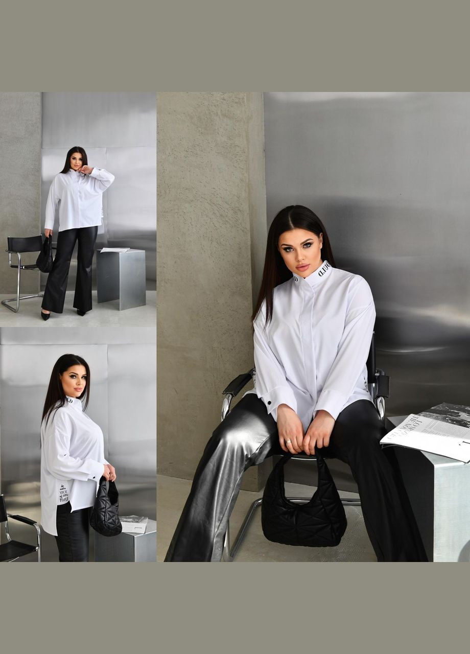 Жіноча блуза із софту колір білий р.60/62 452866 New Trend (285711650)