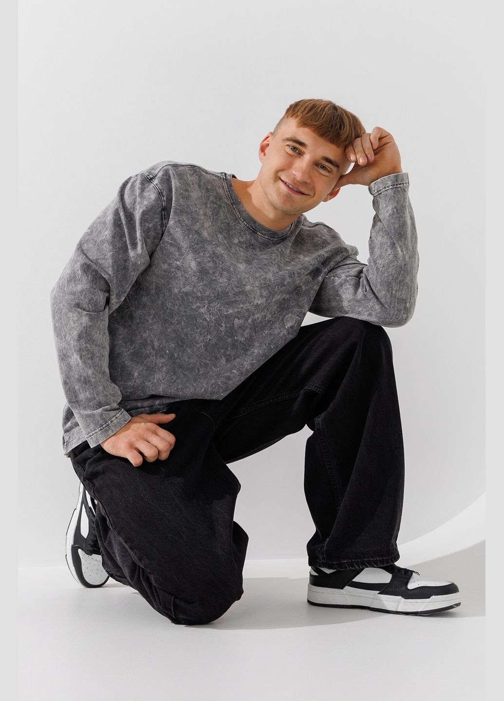 Серый демисезонный джемпер с узором мужской 3048 серый shop (2000990781741) Figo