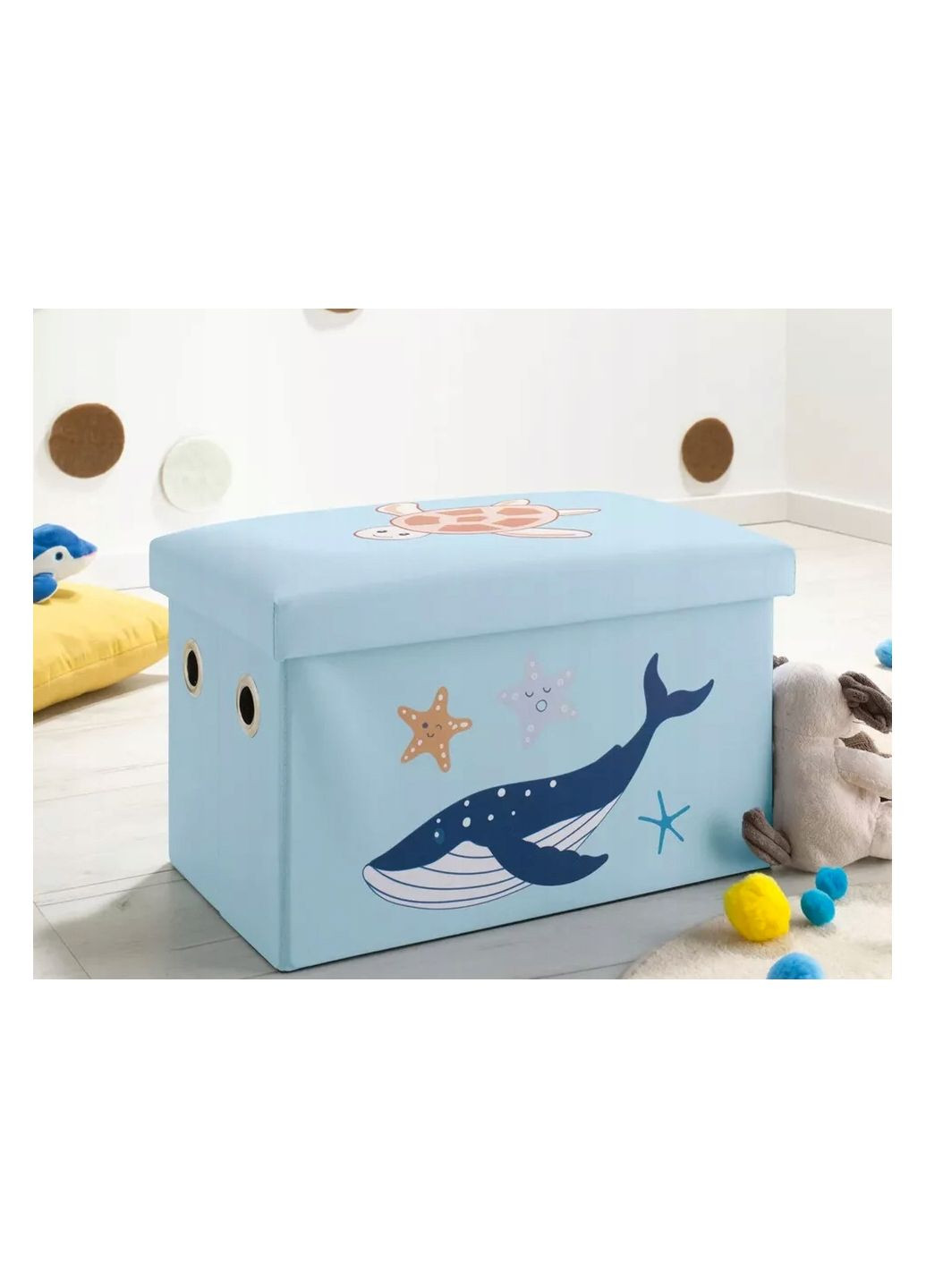 Пуф складной детский с местом для хранения голубой Livarno home (329330293)