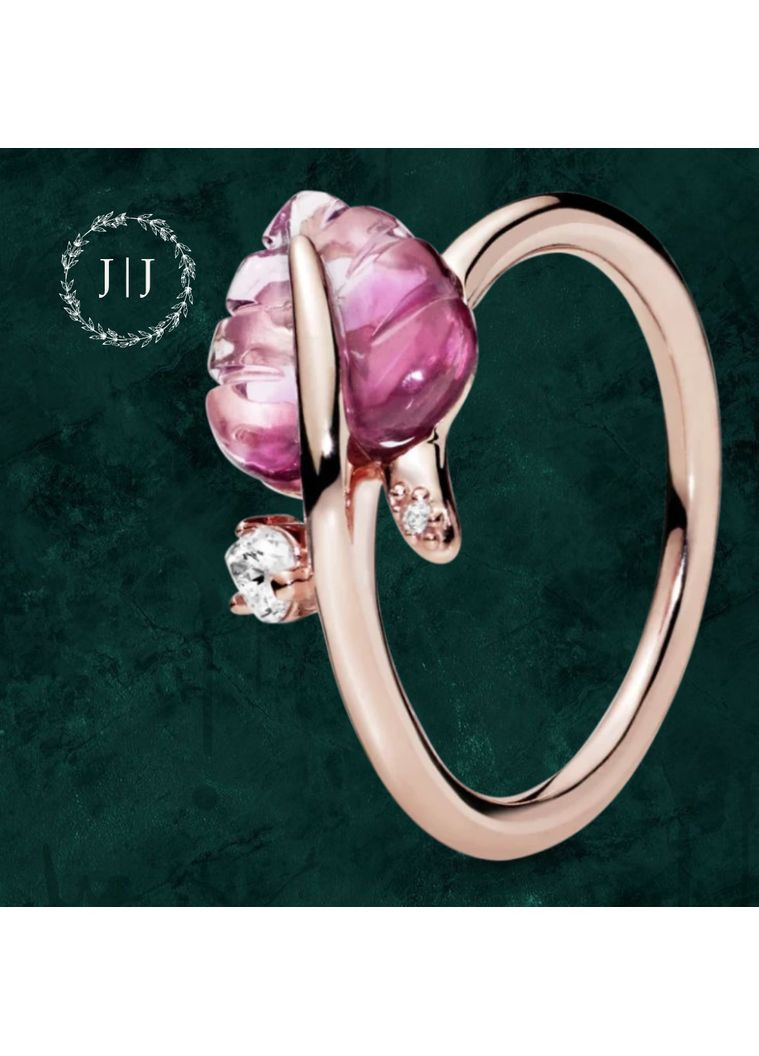 Серебряное кольцо с листьями из розового стекла Мурано Pandora (Пандора) 188319PMU с покрытием 14к золотом 16.5 No Brand (362457594)